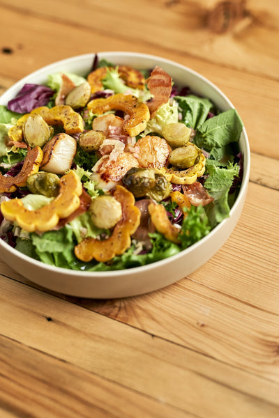 Warm Winter Salad With Seared Scallops, Prosciutto, and Blood Orange Vinaigrette