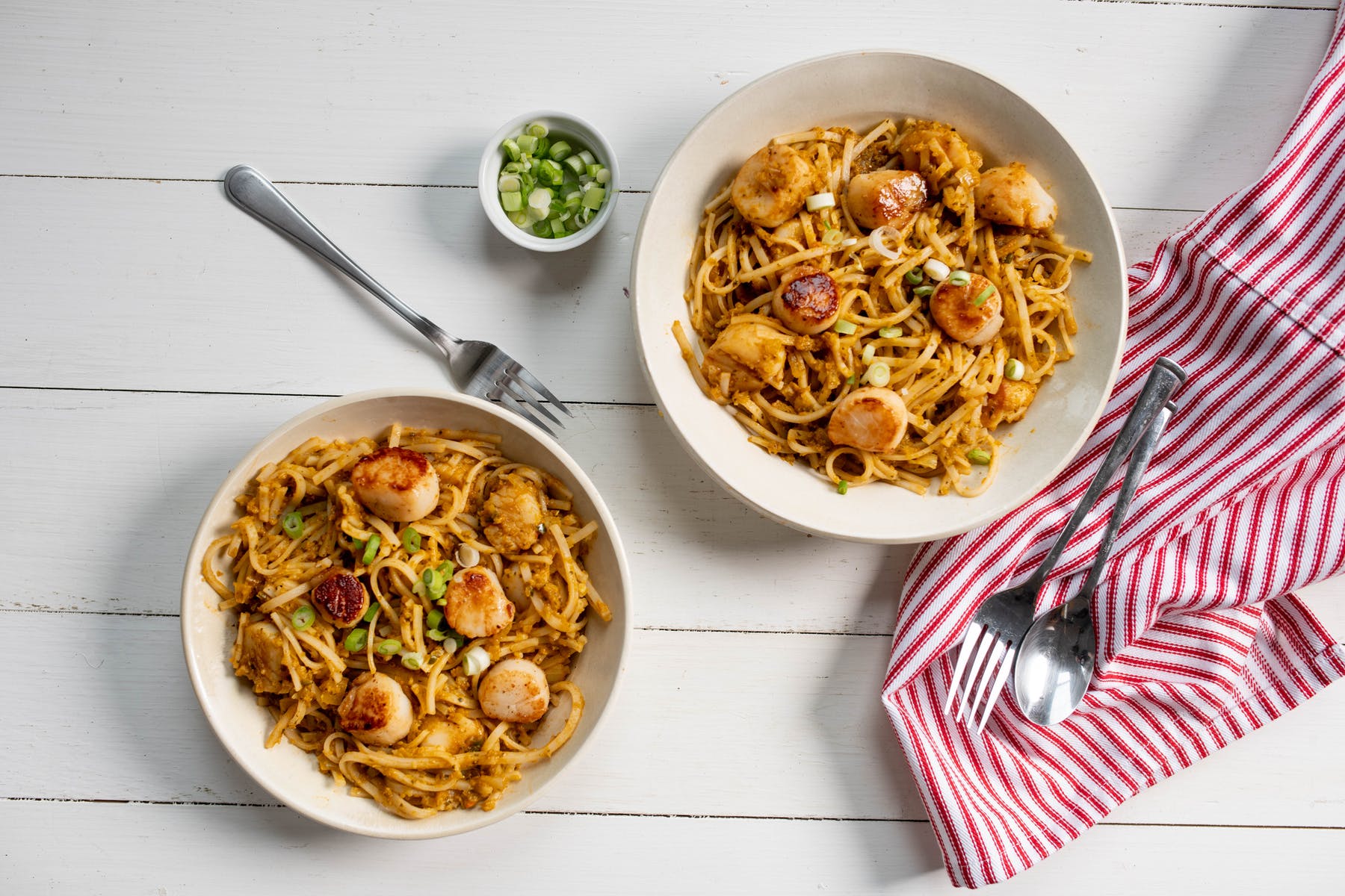 Scallops and Jollof Rice Noodles