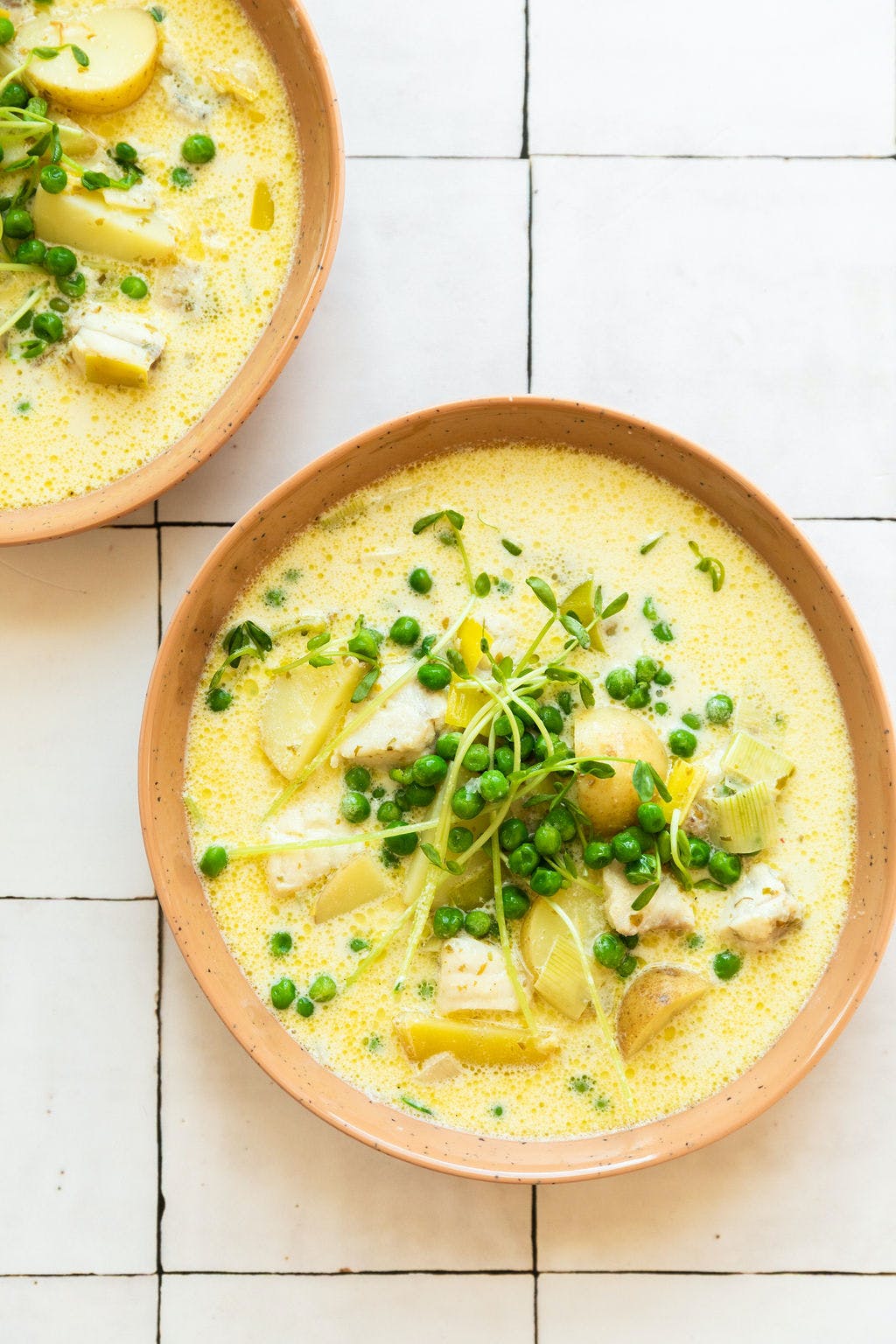 Spring Pea Kelp Monkfish Chowder